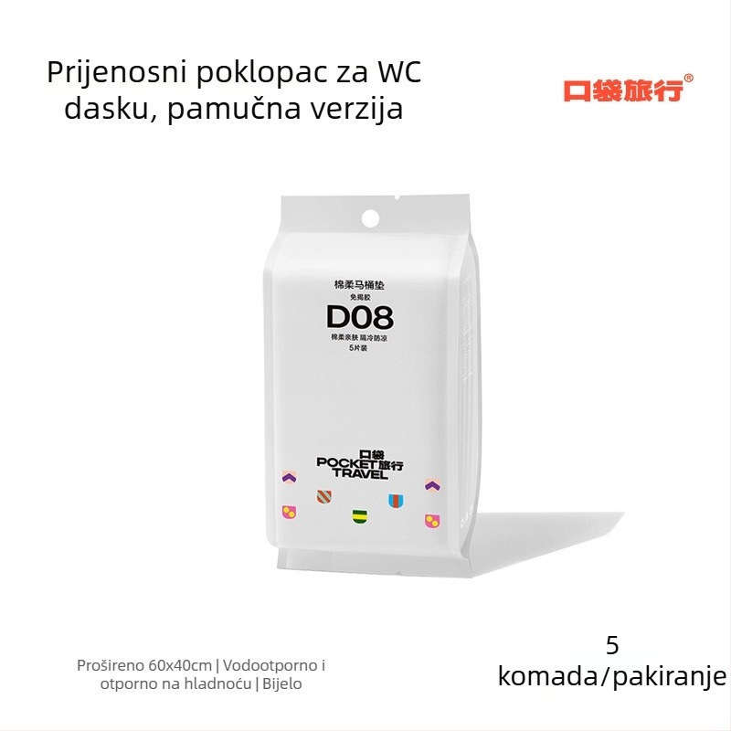 Pocket Travel Jednokratno vodootporno pokrivalo za WC dasku – pamuk, prenosno, za hotel i postporođajnu njegu