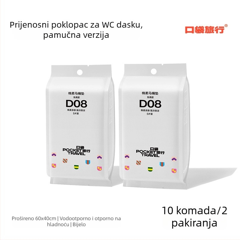 Pocket Travel Jednokratno vodootporno pokrivalo za WC dasku – pamuk, prenosno, za hotel i postporođajnu njegu