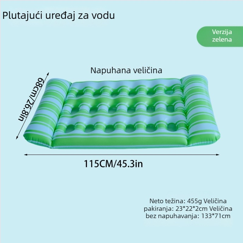 Prijenosna PVC napuhljiva vodena ležaljka za odrasle s 18 odjeljaka – plutanje za bazen, vanjska upotreba