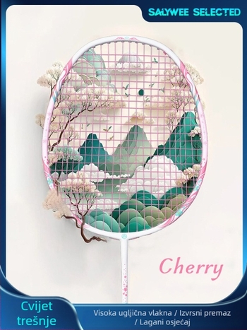 ALPSPORT Ženska badminton raketa od karbonskih vlakana, ultralaka, 4U, duljina 68 cm, profesionalni trening