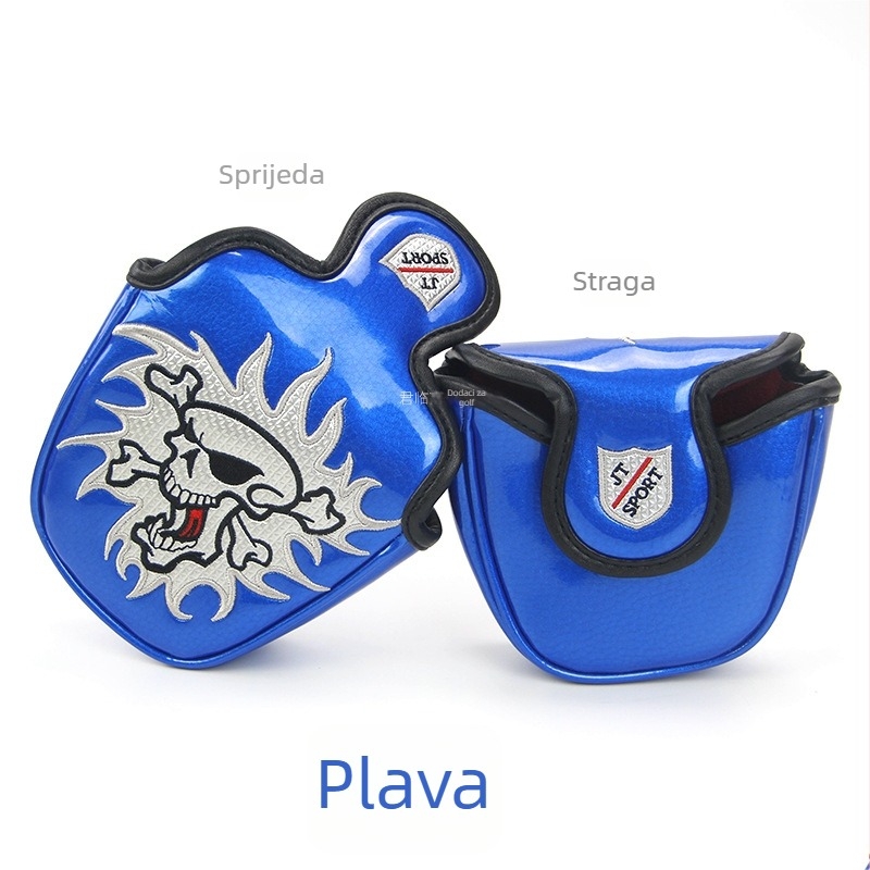 Navlaka za glavu golfa palice s polukružnim dizajnom, jedno uho, broderija lubanje, PU materijal, magnetsko zatvaranje, 4 boje