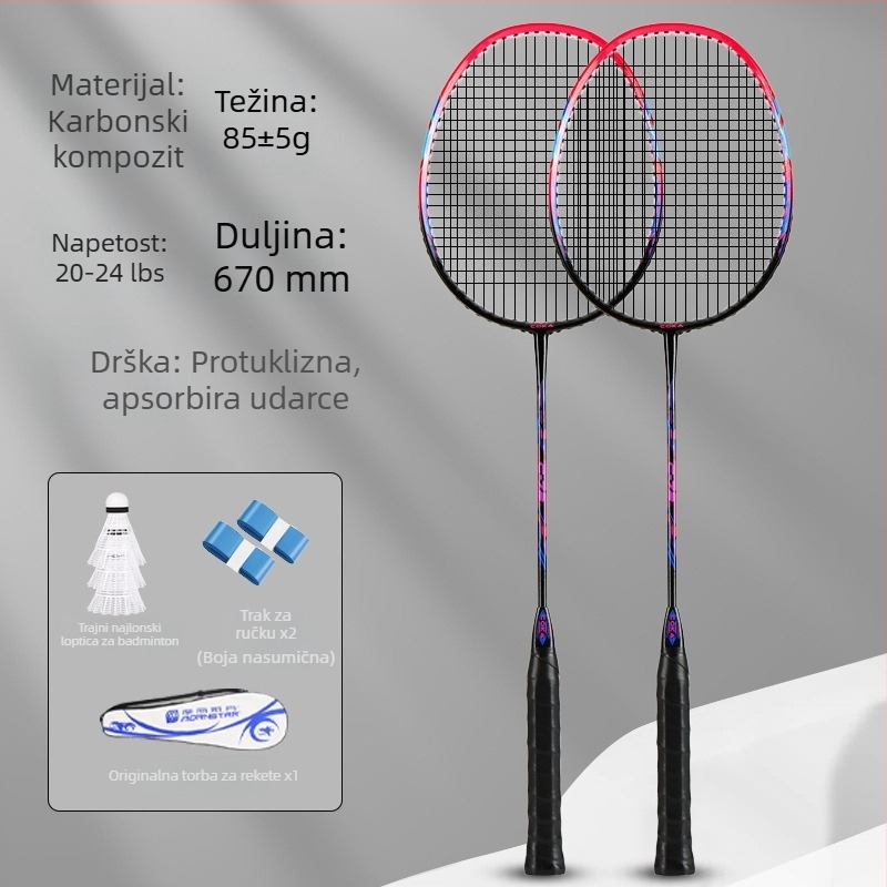 Set raketa za badminton od aluminijske legure – ultra lagane, izdržljive, profesionalni trening, par raketa za djecu, učenike i odrasle