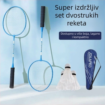 Raketa za badminton visoke elastičnosti za odrasle i mlade, ofenzivnog stila, autentična i izdržljiva, uključena trenirajuća lopta