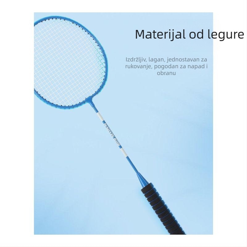 Raketa za badminton visoke elastičnosti za odrasle i mlade, ofenzivnog stila, autentična i izdržljiva, uključena trenirajuća lopta