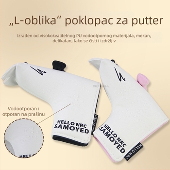 Navlaka za golf palicu s karikaturom Samoyeda, L-oblik magnetska kopča, vodootporna i otporna na prašinu