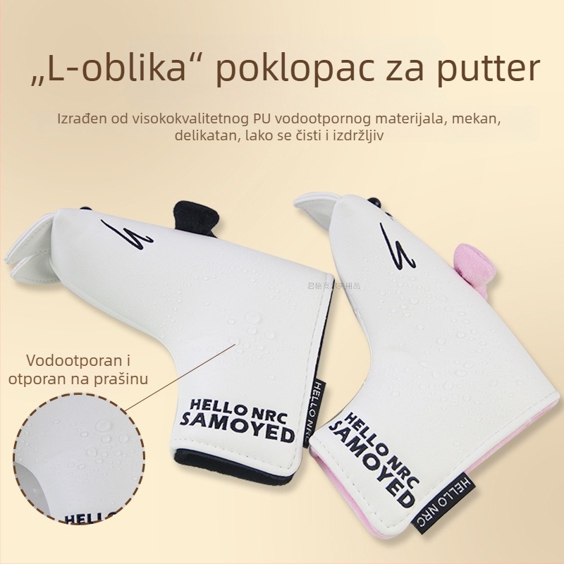 Navlaka za golf palicu s karikaturom Samoyeda, L-oblik magnetska kopča, vodootporna i otporna na prašinu