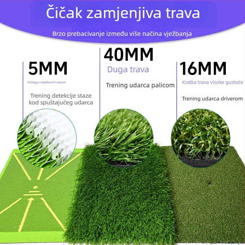 Golf udarna podloga s gumom protiv klizanja i zamjenjivim travnjakom