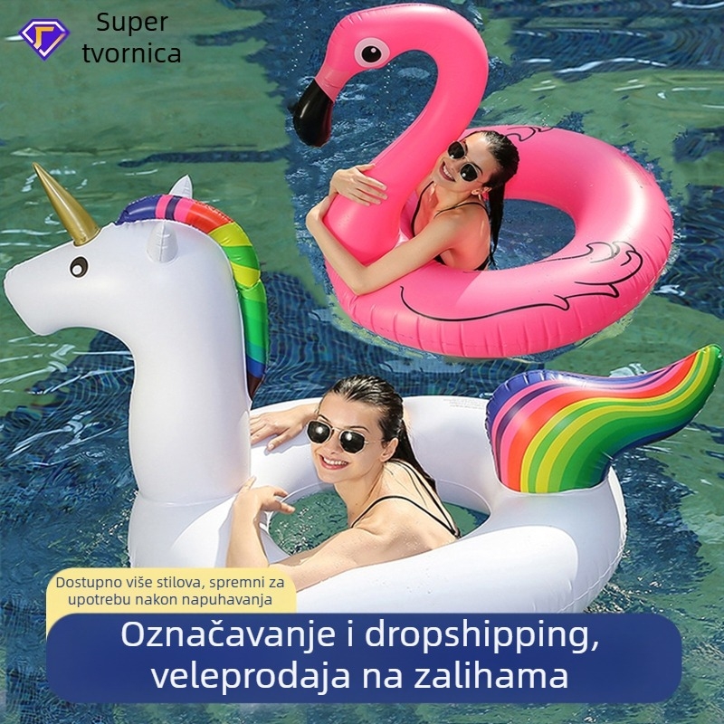 Odrasli plivački prsten s jednorogom, debeli PVC, napuhiva vodene zabave