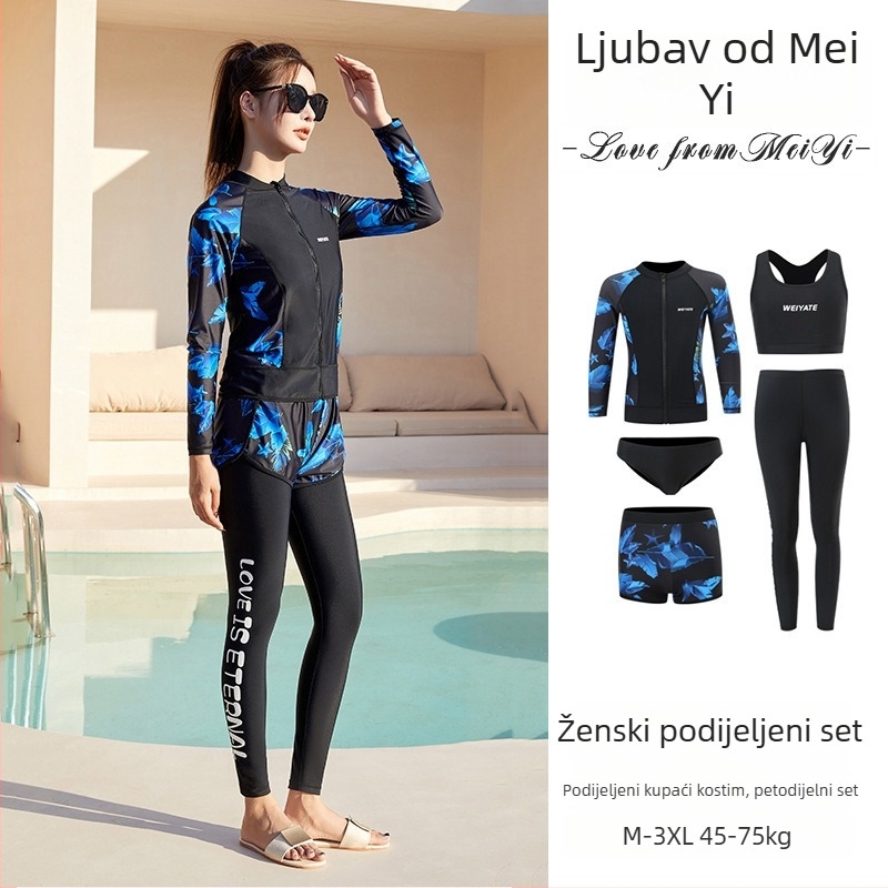 Unisex wetsuit s dugim rukavima i dugim nogavicama za ronjenje, šnorkanje i surfanje; brzo sušeće dječje kupaće kostime; dvodijelni roditelj-dijete set