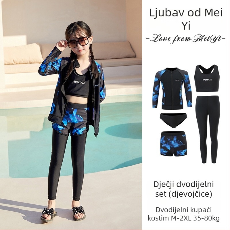 Unisex wetsuit s dugim rukavima i dugim nogavicama za ronjenje, šnorkanje i surfanje; brzo sušeće dječje kupaće kostime; dvodijelni roditelj-dijete set