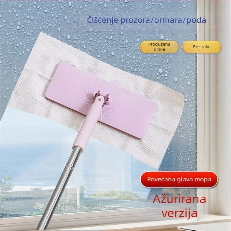 Mop bez dodirivanja s automatskim push-pull mehanizmom i ponovno upotrebljivom krpom za čišćenje podova i uklanjanje prašine