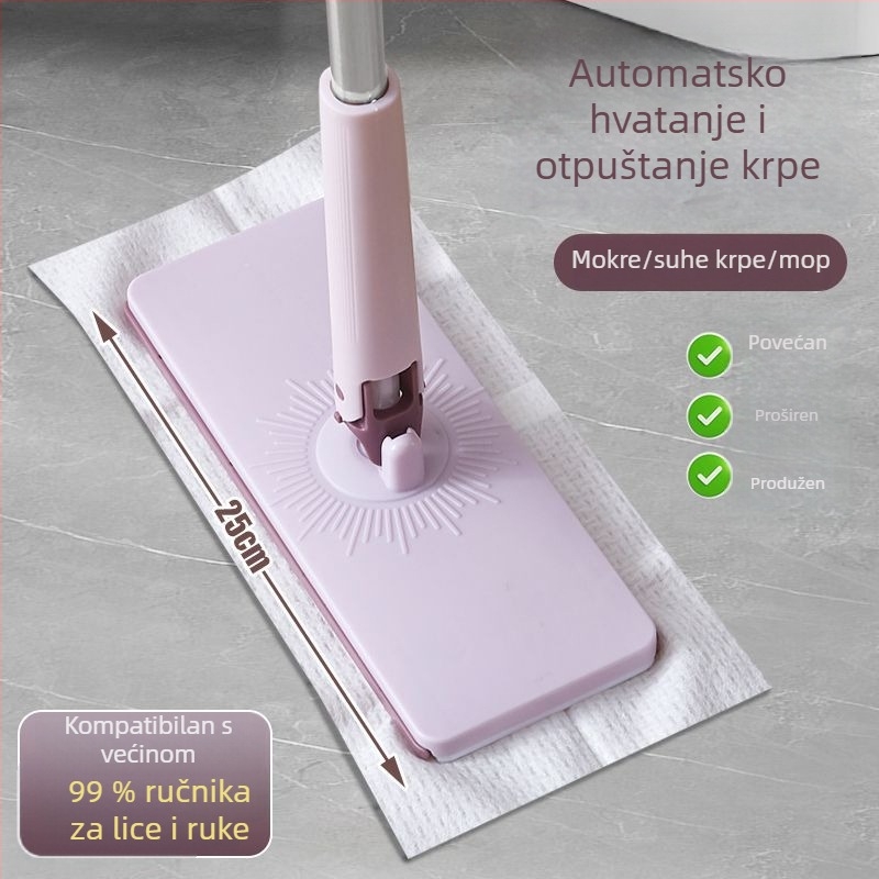 Mop bez dodirivanja s automatskim push-pull mehanizmom i ponovno upotrebljivom krpom za čišćenje podova i uklanjanje prašine