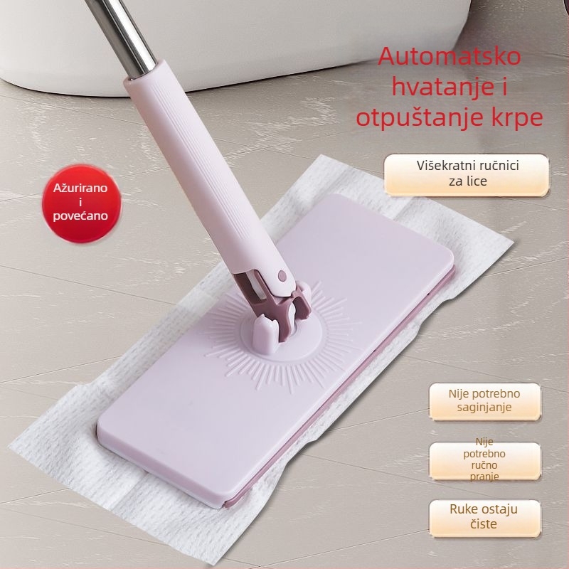 Mop bez dodirivanja s automatskim push-pull mehanizmom i ponovno upotrebljivom krpom za čišćenje podova i uklanjanje prašine