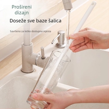 Silikonska četkica za čaše s dugom ručkom – za čišćenje čaša, boca i izoliranih šalica