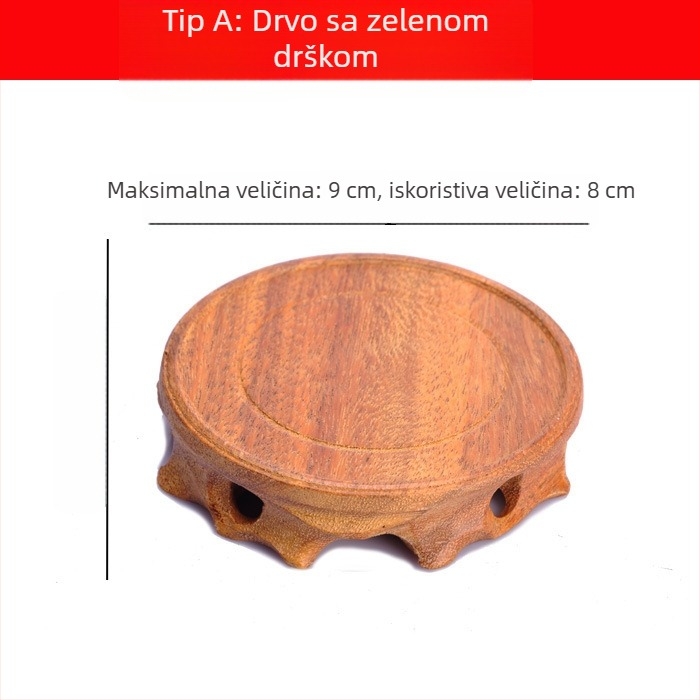 Okrugla drvena podloga s gravurom korijena za Yixing čajnik i kamenu vazu