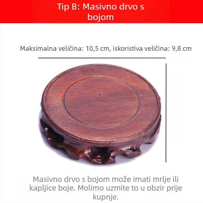 Okrugla drvena podloga s gravurom korijena za Yixing čajnik i kamenu vazu