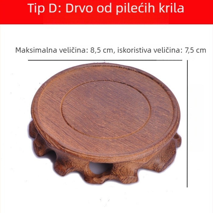 Okrugla drvena podloga s gravurom korijena za Yixing čajnik i kamenu vazu