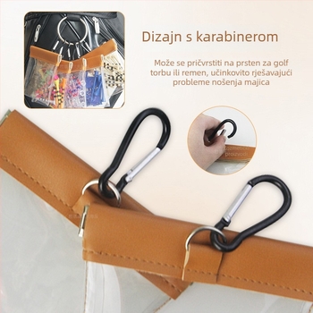 Prozirna PVC torbica za golfske klinove s automatskim zatvaranjem i kukom, prijenosno skladište