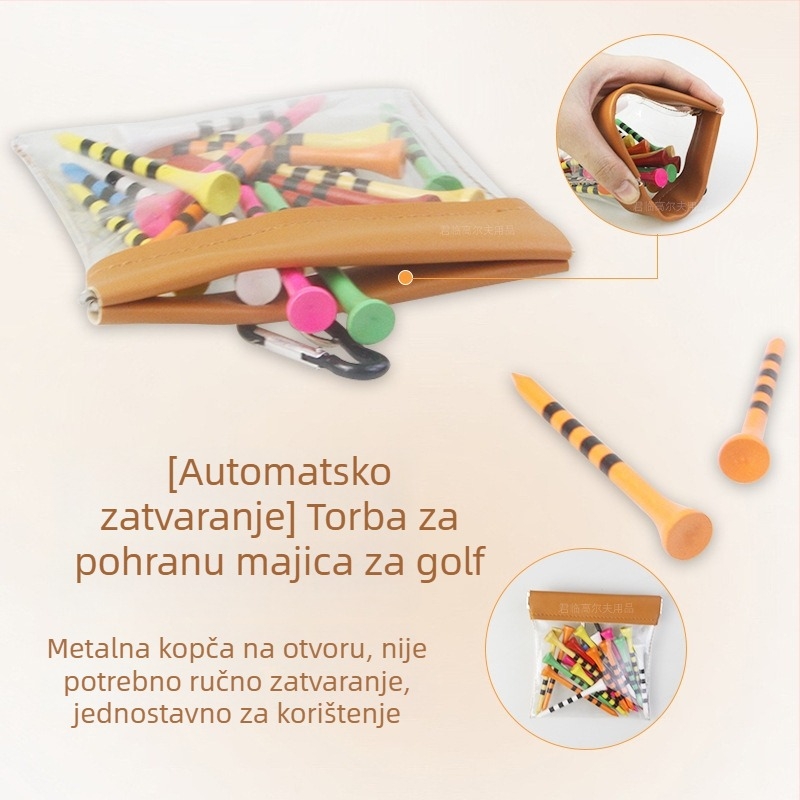 Prozirna PVC torbica za golfske klinove s automatskim zatvaranjem i kukom, prijenosno skladište