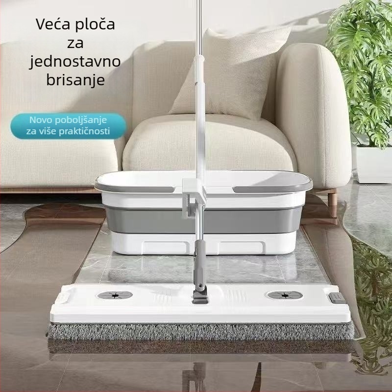 Veliki kućni ravni mop s mikrovlaknima, bez dodirivanja rukama, čišćenje podova u jednom koraku