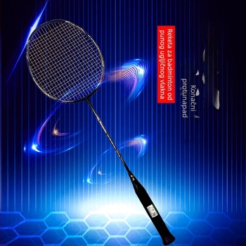 Set od dvije lagane badminton reketa, 4U, potpuno karbonske konstrukcije, za odrasle