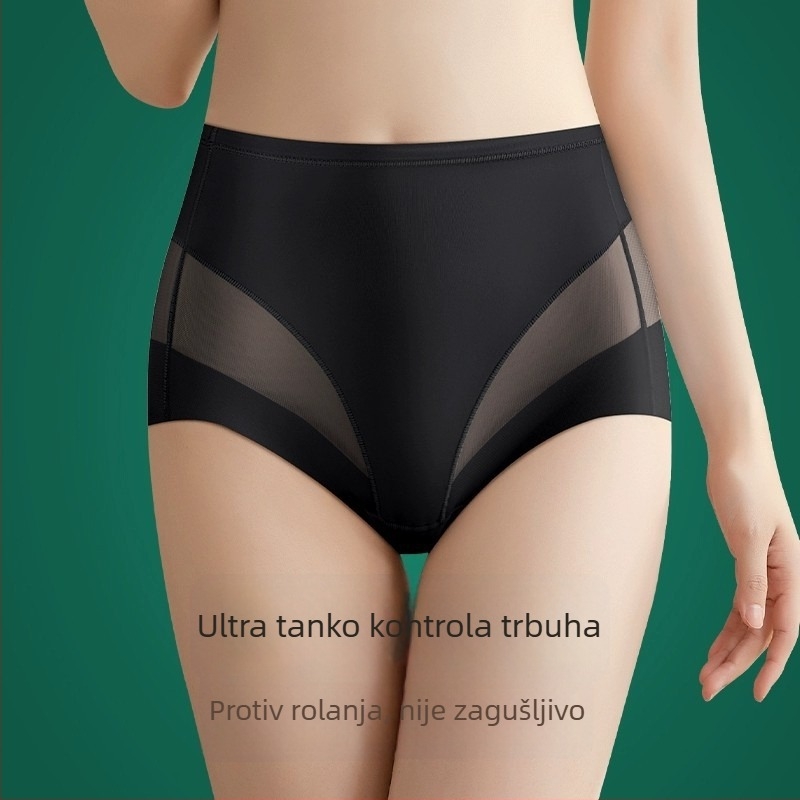 Ženske gaćice visokog struka od ice silk, podrška trbuha i podizanje kukova, mrežasti materijal, prozračne, plus veličina, ljeto