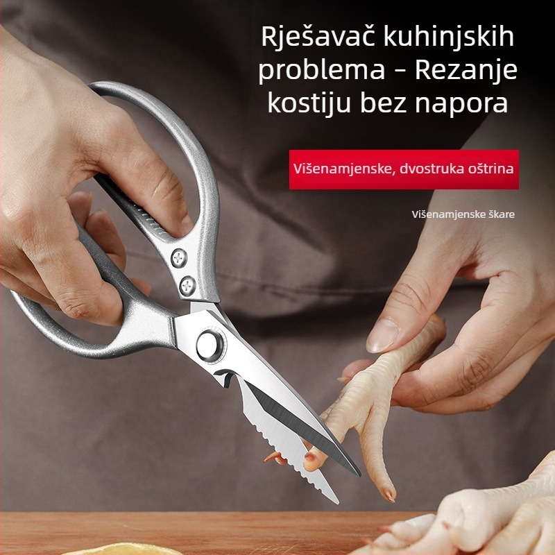 Kućne višenamjerne kuhinjske škarice za rezanje pilećih kostiju, povrća i hrane; čvrste škarice od nehrđajućeg čelika za rezanje kostiju ribe i piletine