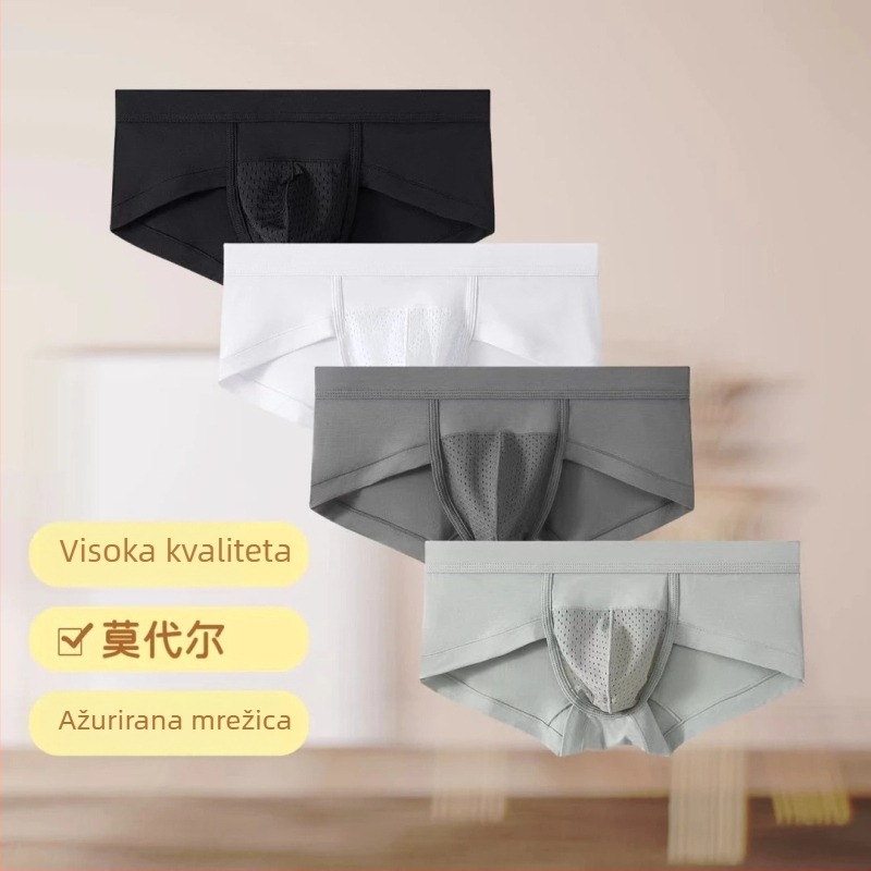 3-komad muških modalnih gaćica, velika veličina, prozračne, odvode vlagu, mrežasti, tanki pamuk