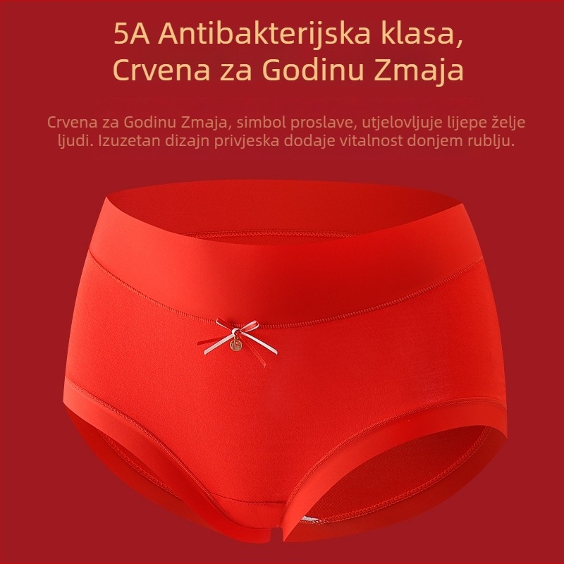 Crvene ženske gaćice od modalnog materijala, srednji struk, priljubljene uz bokove, Godina zmaja, svadbeni poklon