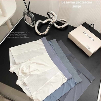 Muške bokserice od ice silk materijala, prozračan za ljeto, srednji pojas, mreža s tisućama rupa, osvježavajući osjećaj