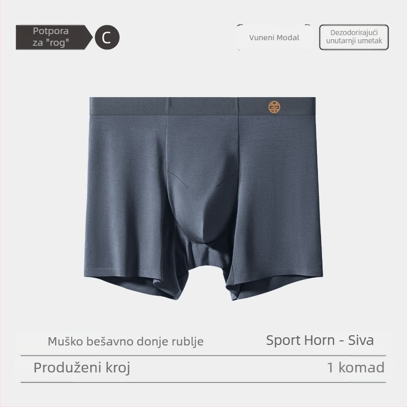 Muške gaćice od modalne i vunene smjese, produžena duljina, srednji pojas, prozračne, zaštita od trenja