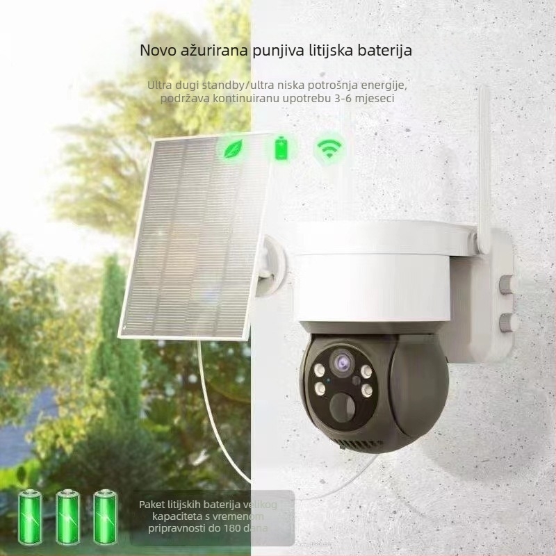 Niska potrošnja solarna kamera, 4 MP HD, unutarnja/ vanjska, bežična, dvostruki izvor svjetla