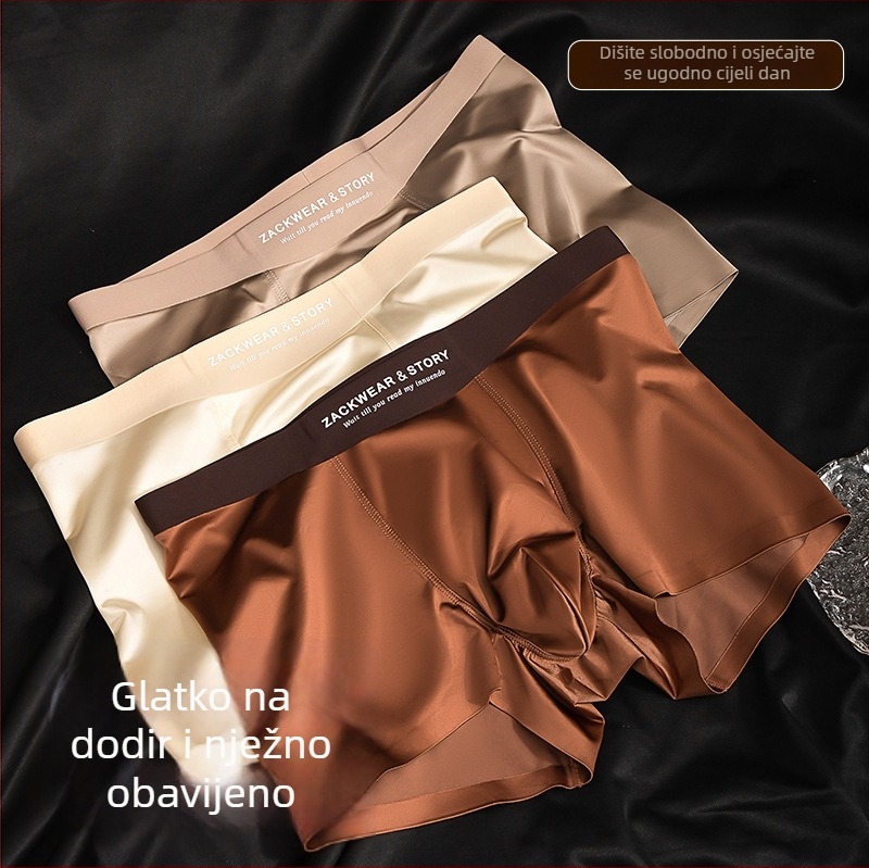 Muške bokserice sa satenskim sjajem i ledenim silk efektom, mekane i udobne za kožu, srednji pojas, luksuzan dizajn