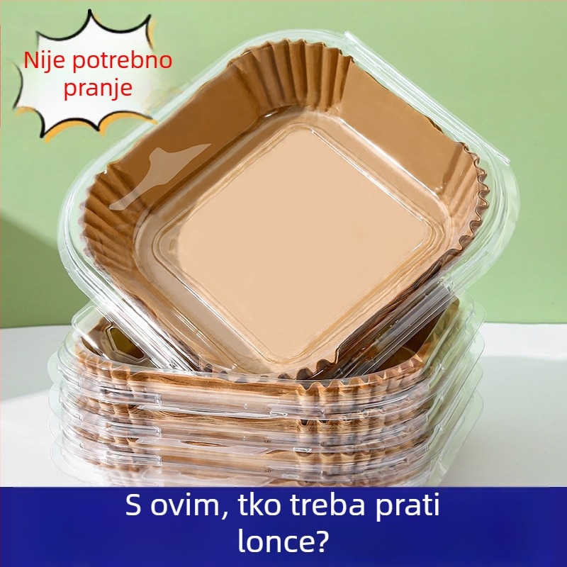 50 listova papira za pečenje za fritezu na zrak, papir za pečenje s apsorpcijskim slojem ulja, premaz silikonskog ulja, za kućnu upotrebu