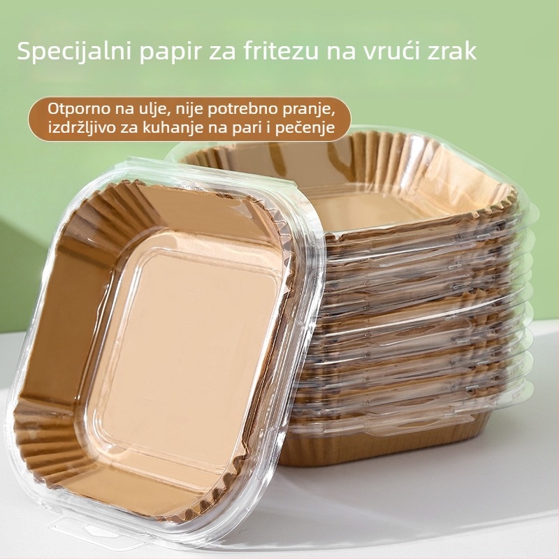 50 listova papira za pečenje za fritezu na zrak, papir za pečenje s apsorpcijskim slojem ulja, premaz silikonskog ulja, za kućnu upotrebu