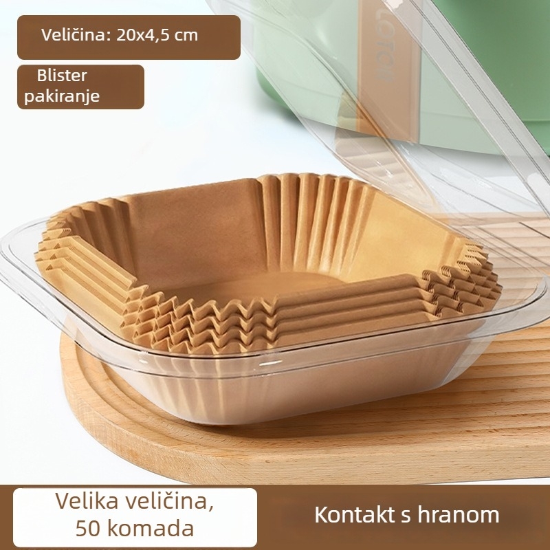 50 listova papira za pečenje za fritezu na zrak, papir za pečenje s apsorpcijskim slojem ulja, premaz silikonskog ulja, za kućnu upotrebu