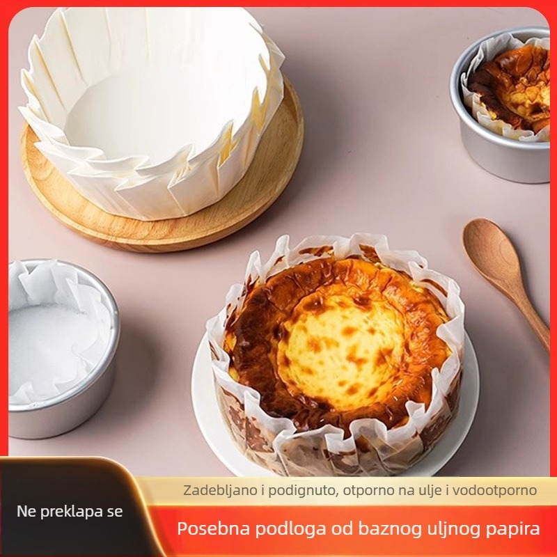Prehrambeni Basque papir za pečenje, sa silikonskim premazom, jednokratni, bez presavijanja, liner za kalupe za tortu