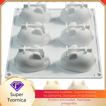 Šestodjelna silikon forma za puding s 3D zekom dizajnom – za pečenje, kolače i mousse – DIY