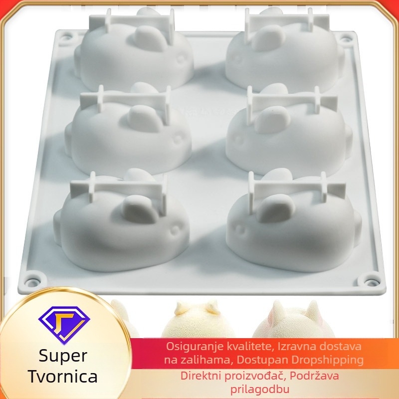Šestodjelna silikon forma za puding s 3D zekom dizajnom – za pečenje, kolače i mousse – DIY