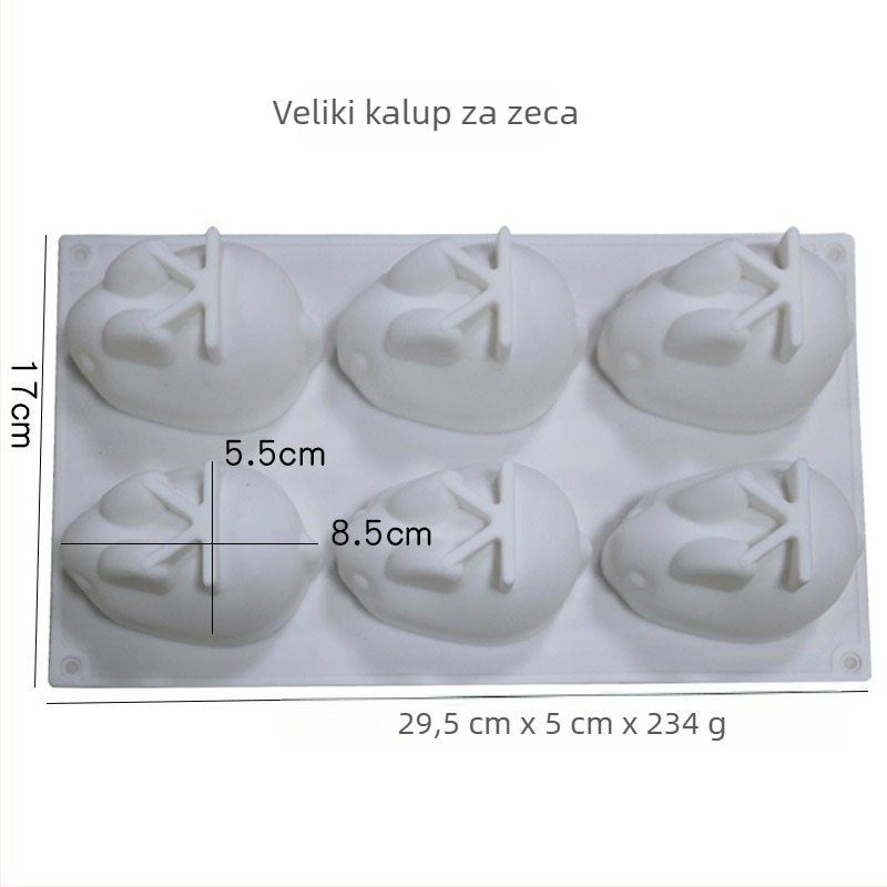 Šestodjelna silikon forma za puding s 3D zekom dizajnom – za pečenje, kolače i mousse – DIY
