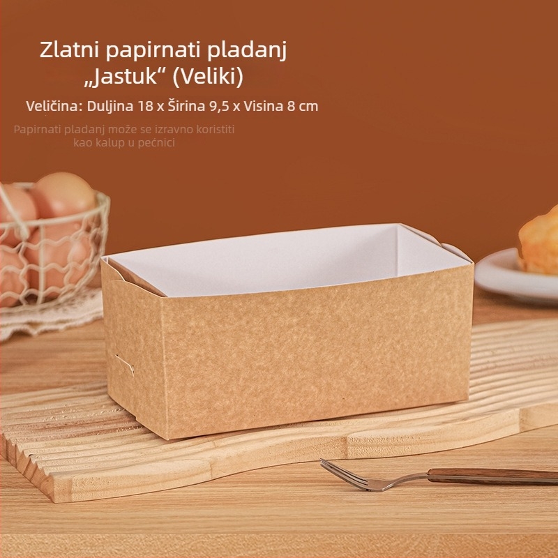 Zlatna jastućasta papirnata posuda za tortu s pakiranjem, otporna na visoku temperaturu za tost, vrećica za pečenje i jednokratna kutija za kruh