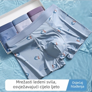 Ljetne muške bokserice Ice Silk, poliester 3D, srednji pojas, prozračne, udobne, brzo se suše