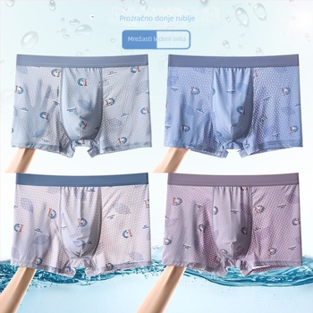 Ljetne muške bokserice Ice Silk, poliester 3D, srednji pojas, prozračne, udobne, brzo se suše