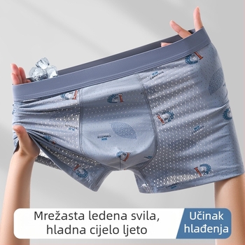 Ljetne muške bokserice Ice Silk, poliester 3D, srednji pojas, prozračne, udobne, brzo se suše