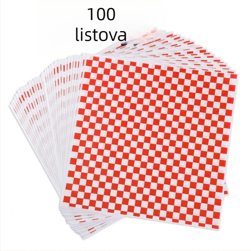 Šarena papir za pečenje s uzorkom šahovnice, otporan na masnoću, 100 listova – za kolače, kruh, pomfrit, prženu piletinu i burgere