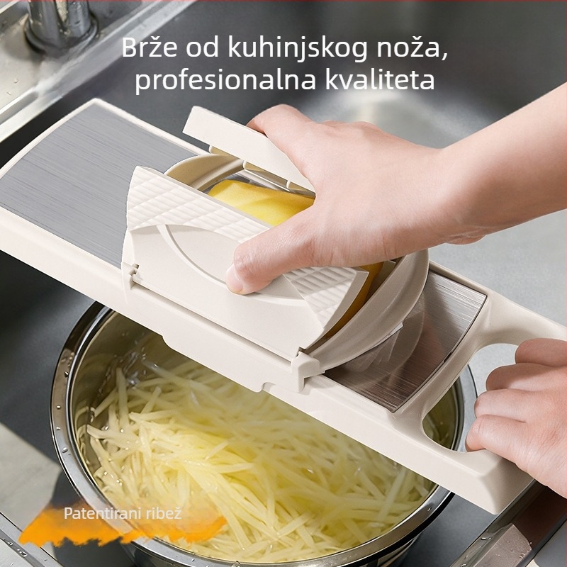 Višenamjenski kuhinjski rend i rezač – grobo naribano povrće i krumpire, od nehrđajućeg čelika i ABS plastike