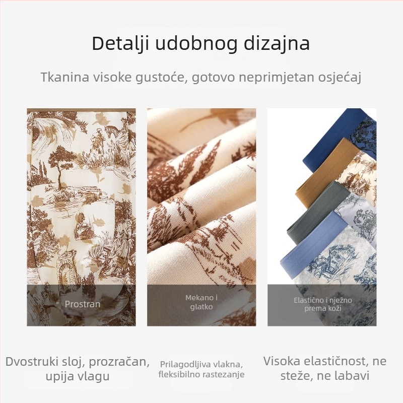 Muške bokserice s printom u kineskom stilu, mekane, antibakterijske i udobne, podstava od modalne vlaknine, glavni materijal viskoza, 7A klasa