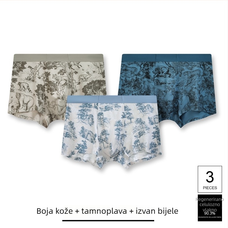 Muške bokserice s printom u kineskom stilu, mekane, antibakterijske i udobne, podstava od modalne vlaknine, glavni materijal viskoza, 7A klasa