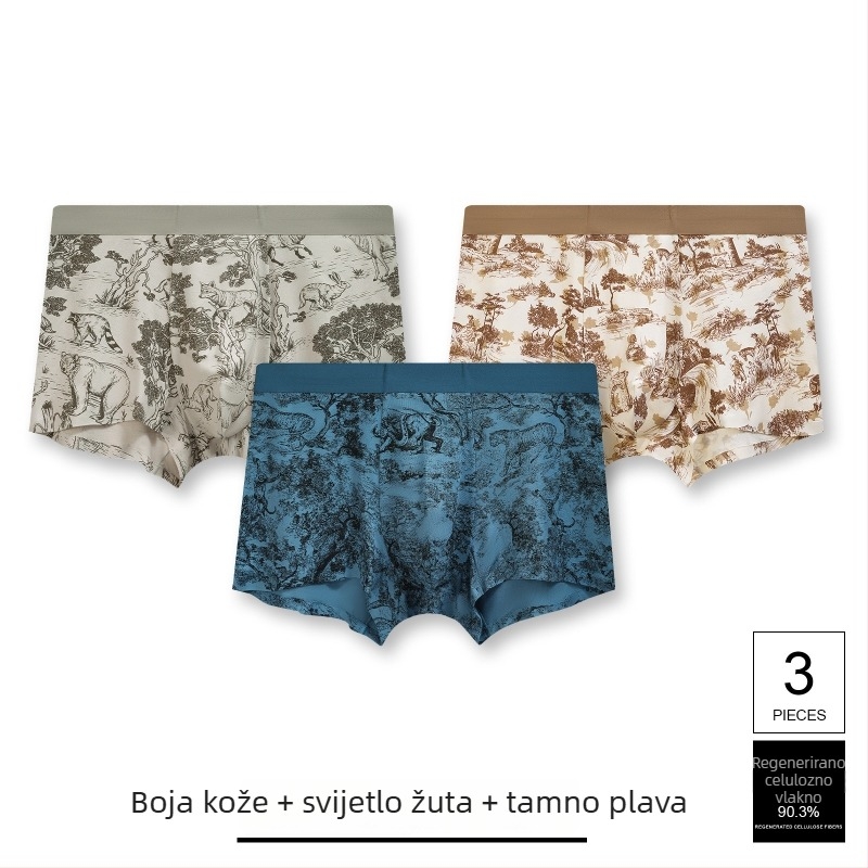 Muške bokserice s printom u kineskom stilu, mekane, antibakterijske i udobne, podstava od modalne vlaknine, glavni materijal viskoza, 7A klasa
