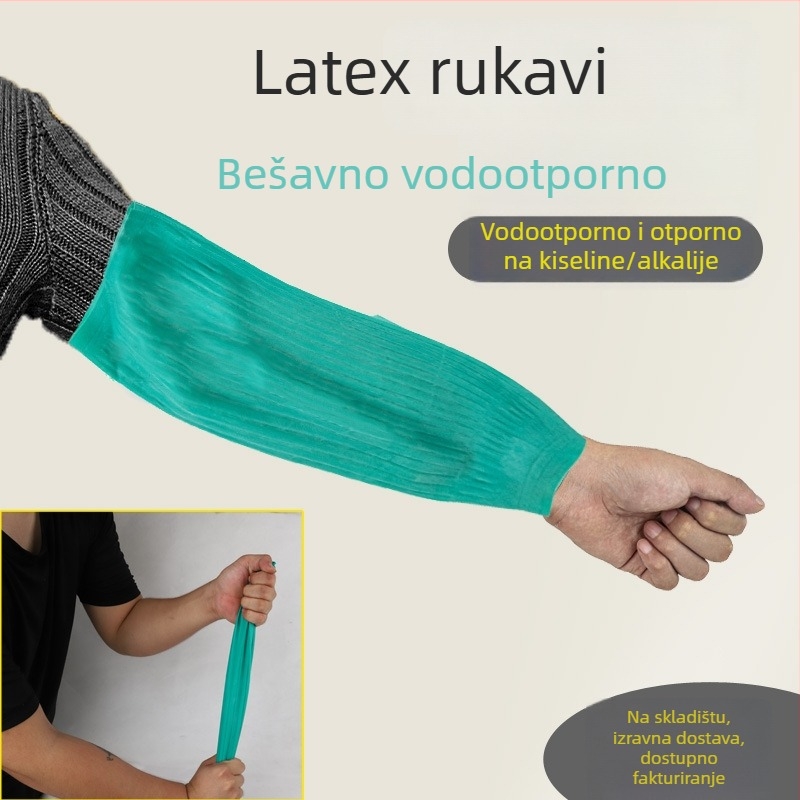 Latex zaštitni rukav, vodootporan, otporan na ulje te kiseline i lužine, produžen i deblji, za ribarsku industriju